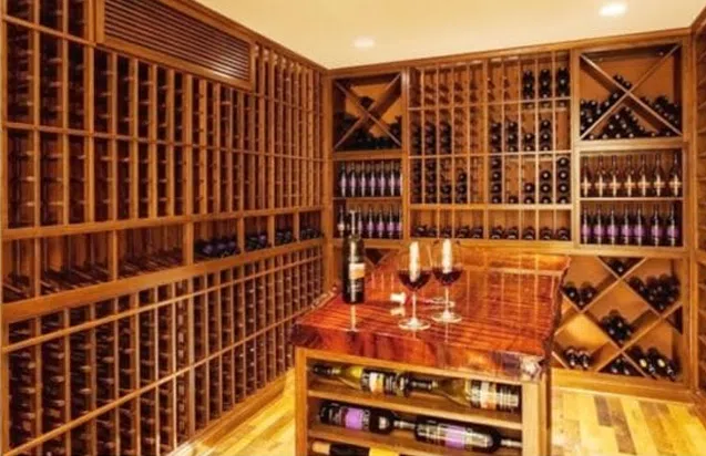 wooden custom racking luxury home wine cellar